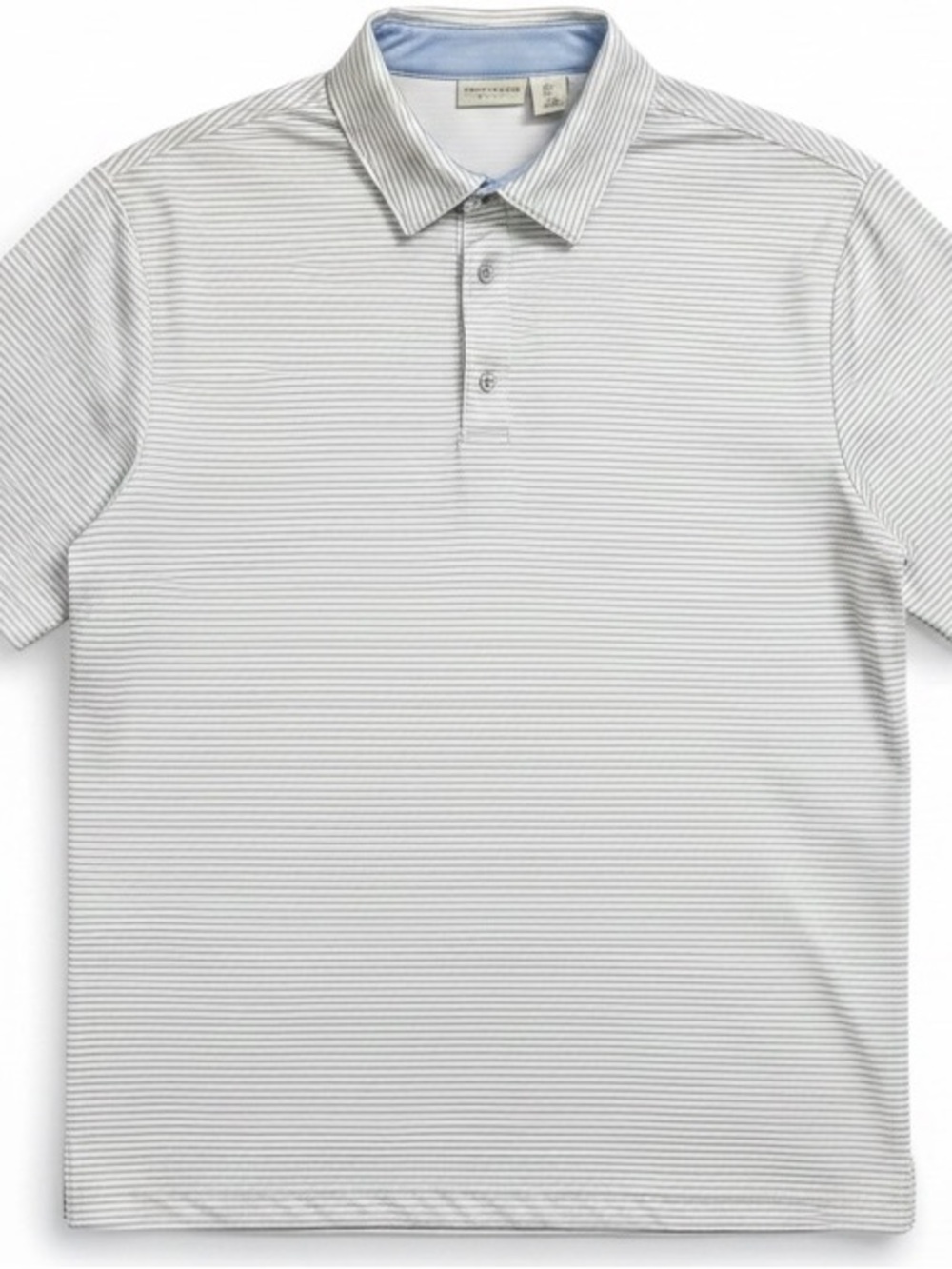 Rorie Whelan Golf  Men's Short-Sleeve Polo in Light Grey & White Stripes L